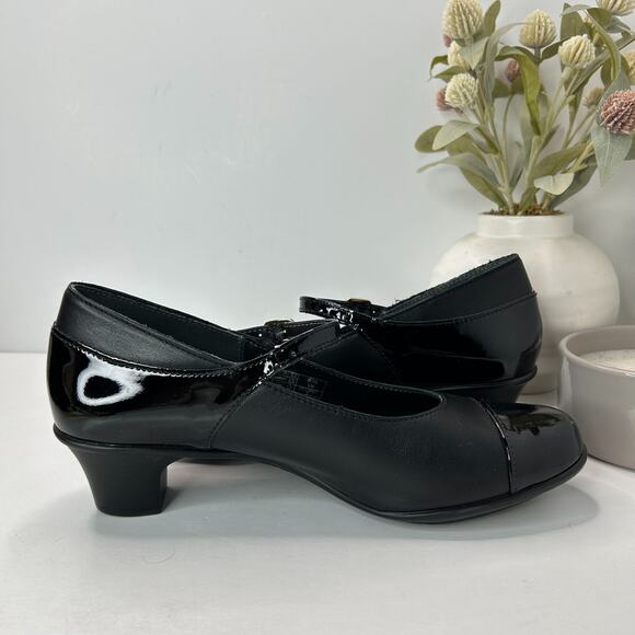 SAS Isabel Mary Jane Heels Black Leather Buckle Shoes 25126472 Women's 8.5W NWOB - Picture 7 of 10